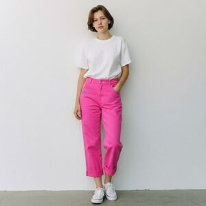 Vintage Apple Bottoms Pink Capri Pants Cropped Jeans Embroidered Logo Size 6 NEW